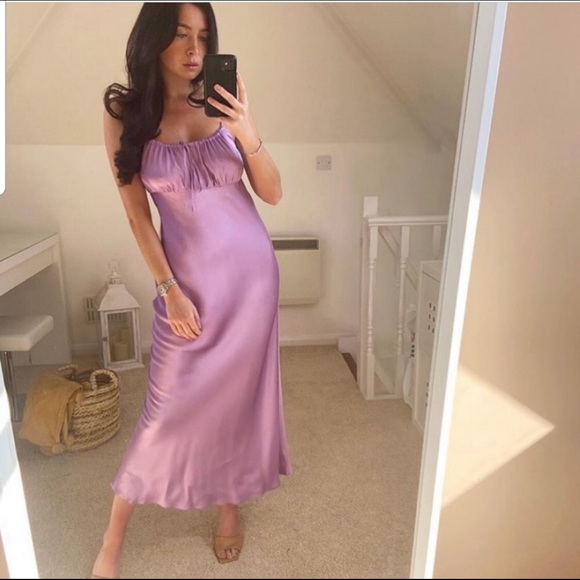 Zara Dresses & Skirts - Zara Liliac Satin Maxi Dress S Bloggers Favorite